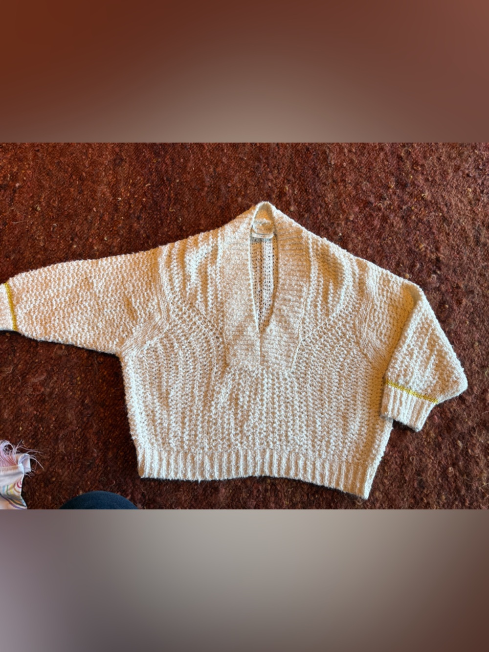 Cozy Cream V-Neck Textured Pullover Sweater
